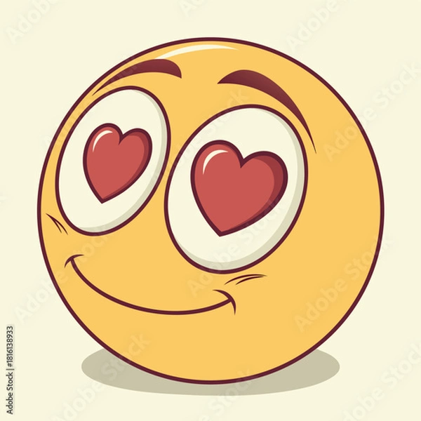 Obraz Happy smiley face heart vector illustration for romantic cartoon design symbol