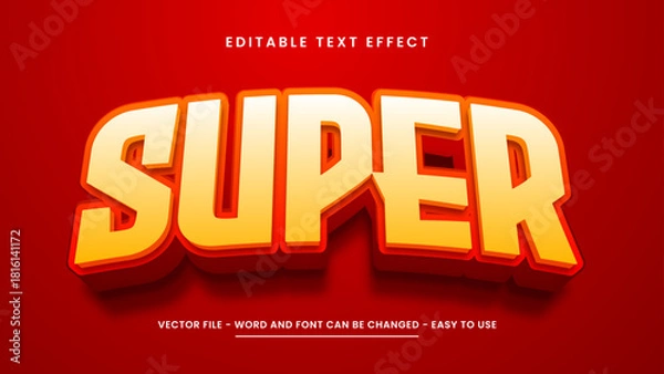 Fototapeta Red super text effect, editable bold 3d text effect	
