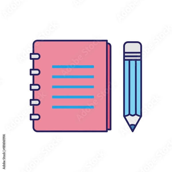Obraz pencil and notebook icon vector illustration