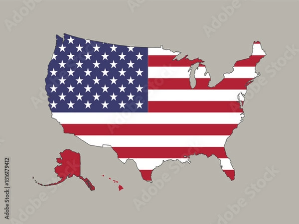 Fototapeta USA map with flag vector illustration isolated