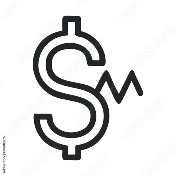 Fototapeta Financial symbol with zigzag pattern representing market fluctuations.Vector 