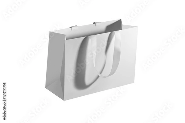 Fototapeta Gray paper glossy shopping bag mockup with white handles
