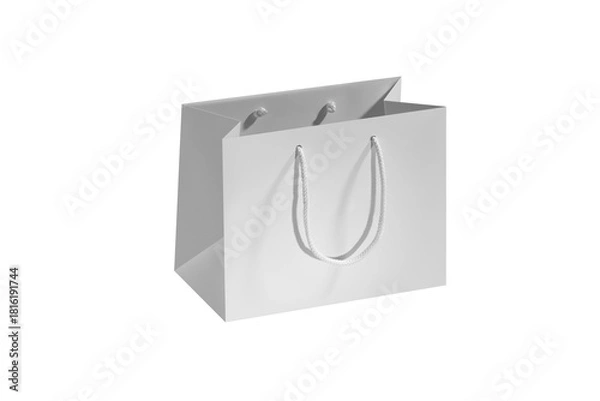 Fototapeta Gray paper glossy shopping bag mockup with white handles