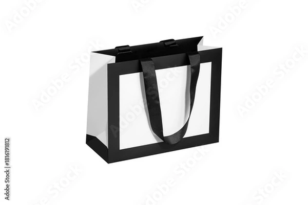 Fototapeta Mockup of a white bag with black edging around the perimeter