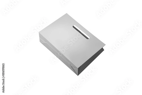 Fototapeta Gray paper glossy shopping bag mockup with a handle cut inside the package