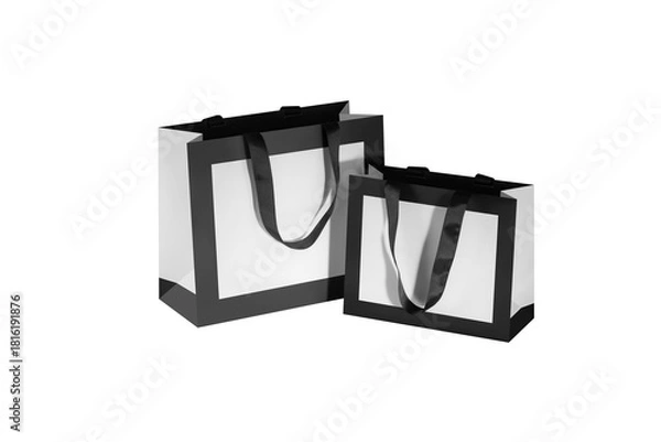 Fototapeta Mockup of a white bag with black edging around the perimeter