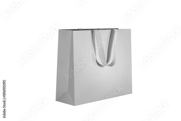 Fototapeta Gray paper glossy shopping bag mockup with gray handles
