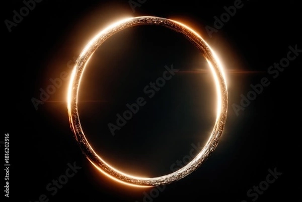 Fototapeta Surreal Minimalist Abstract Scene Featuring Glowing Symmetrical Circle with Depth and Light Gradients
