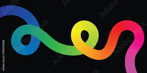Obraz Colorful Gradient Abstract Ribbon Wave Background. Vibrant Spectrum Loop Design.