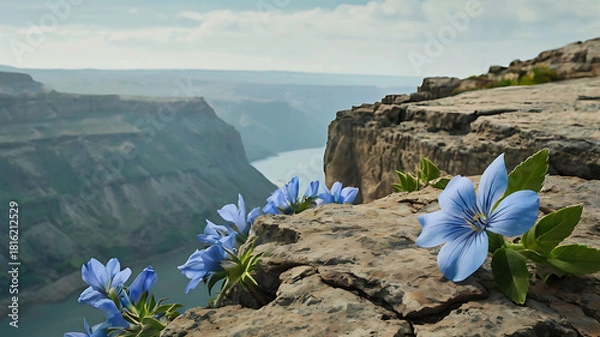 Obraz Blue Flower on Cliffside.