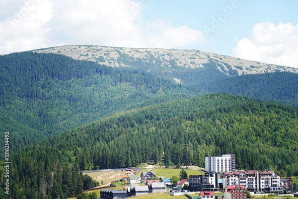 Fototapeta Center of the ski resort Bukovel. Summer holidays in the Carpathian mountains