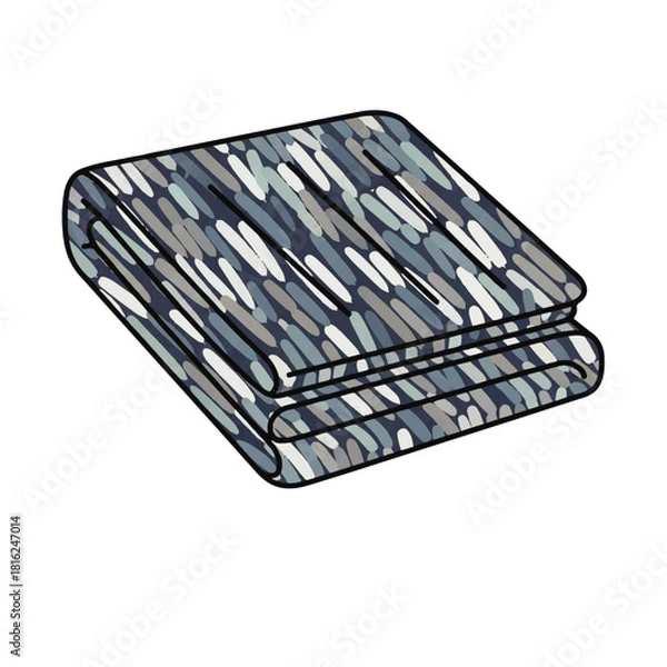 Fototapeta A folded blanket with a unique abstract pattern, presented as a flat vector icon
