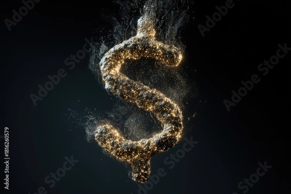 Obraz Abstract dollar sign, particles