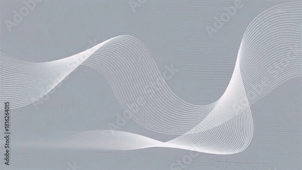 Obraz Abstract white wave lines on gray background