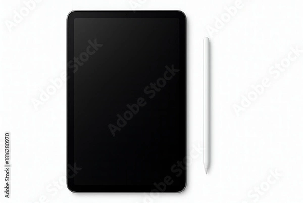 Obraz Modern Tablet With Stylus Isolated On Clean White Background