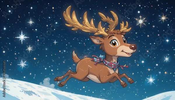 Fototapeta santa claus with reindeer