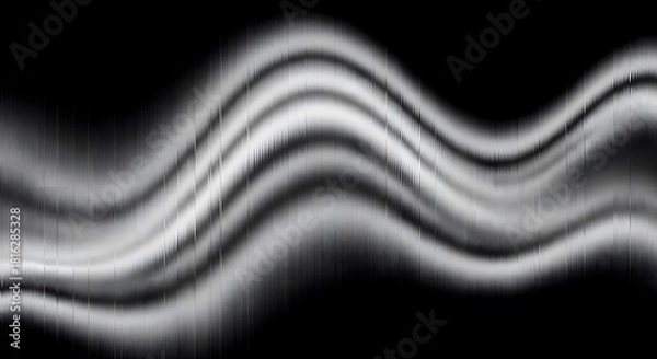 Obraz Abstract black and white wave pattern with distorted lines and texture