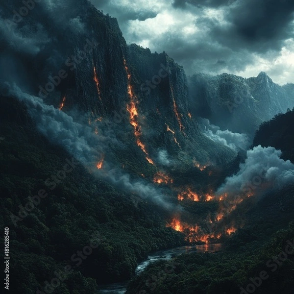 Fototapeta Perfect for a 4k wallpaper with high realism and heavy dramatic atmosphere