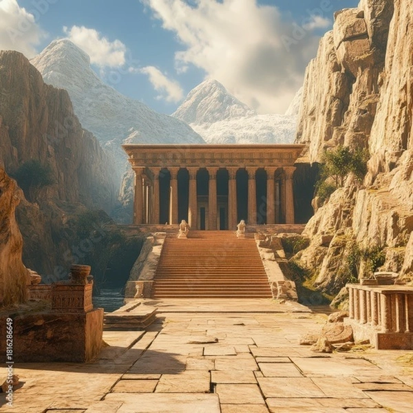 Fototapeta Scene conveys the grandeur of ancient civilization with high-fidelity depth and sharp realism