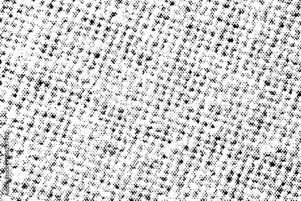 Fototapeta Random pixelated halftone pattern forming a grainy texture with scattered black dots on a transparent background.