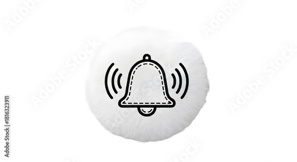 Fototapeta A simple bell icon on a fluffy white surface against white background on transparent background