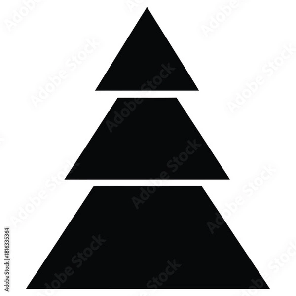 Fototapeta Geometric Black Silhouette of a Stylized Christmas Tree Composed of Three Trapezoids abstract black and white