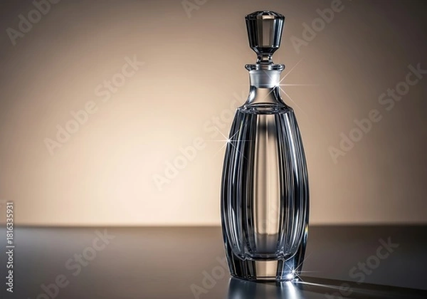 Fototapeta Exquisite Crystal Decanter Shimmers Under Gentle Illumination and Reflections