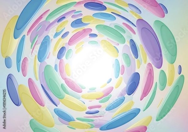 Fototapeta Pastel ellipse tunnel, vibrant concentric background illusion graphic