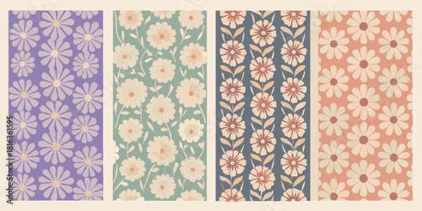 Obraz Retro floral pattern set in four different colorways