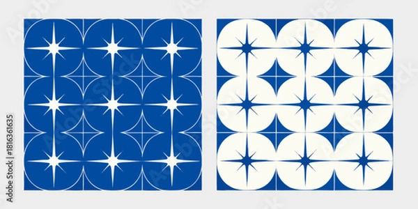 Obraz Retro starburst pattern in blue and white two variations
