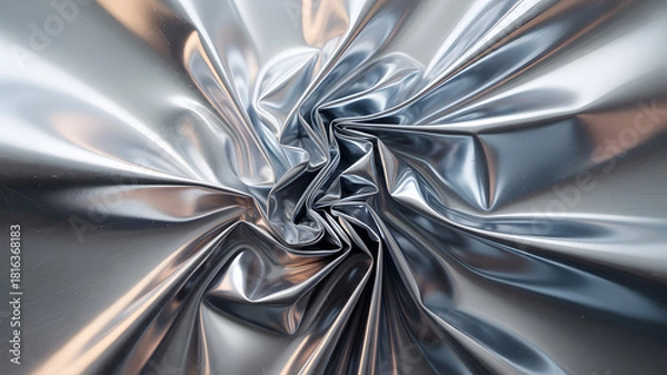 Obraz Abstract swirling silver metallic fabric texture with reflective highlights