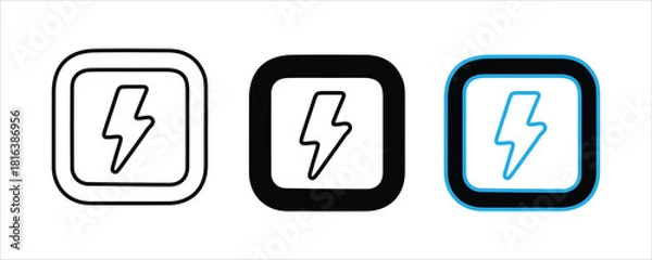 Obraz Three lightning bolt icons in rounded squares,