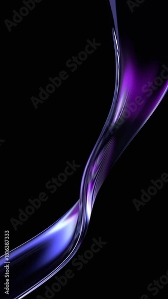 Obraz Abstract wavy shape, futuristic background design, vertical orientation, 3d render