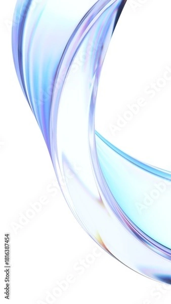 Obraz Abstract minimalist design, curved glass shape, vertical orientation, 3d render