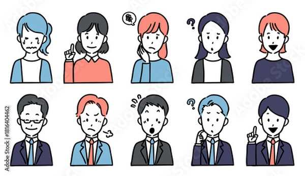 Obraz 様々な表情の男女セット