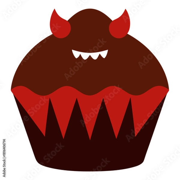 Obraz Chocolate cupcake with vampire fangs