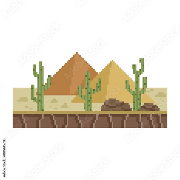 Obraz desert terrain retro pixel art