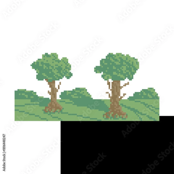 Obraz green land terrain pixel art