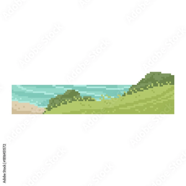 Obraz green land terrain pixel art