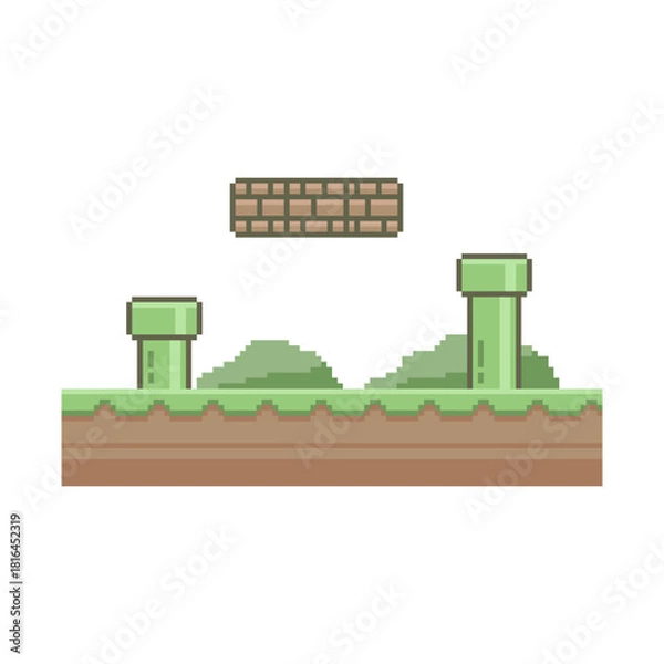 Obraz green land terrain pixel art