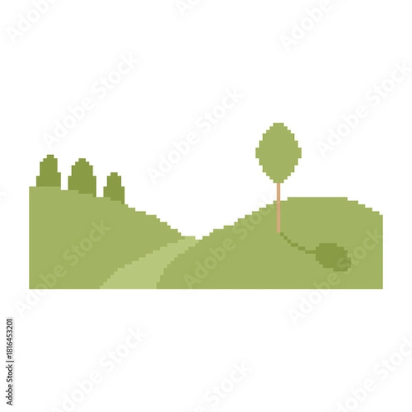 Obraz green land terrain pixel art