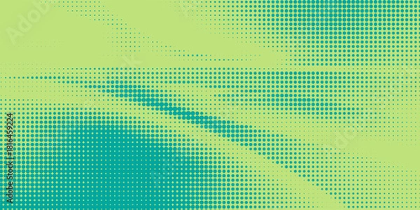 Fototapeta Bright turquoise and green pop art retro background with halftone in comics style vector illustration eps10