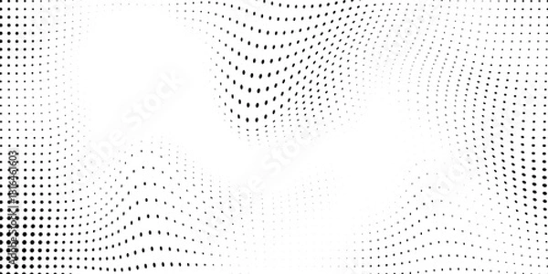 Obraz Black-white gradient halftone dots background. Pop art in vector illustration for your creative design