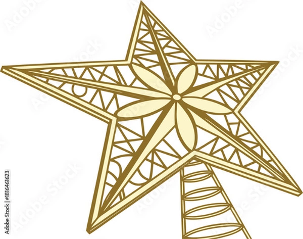 Obraz Golden star decoration isolated on a white background