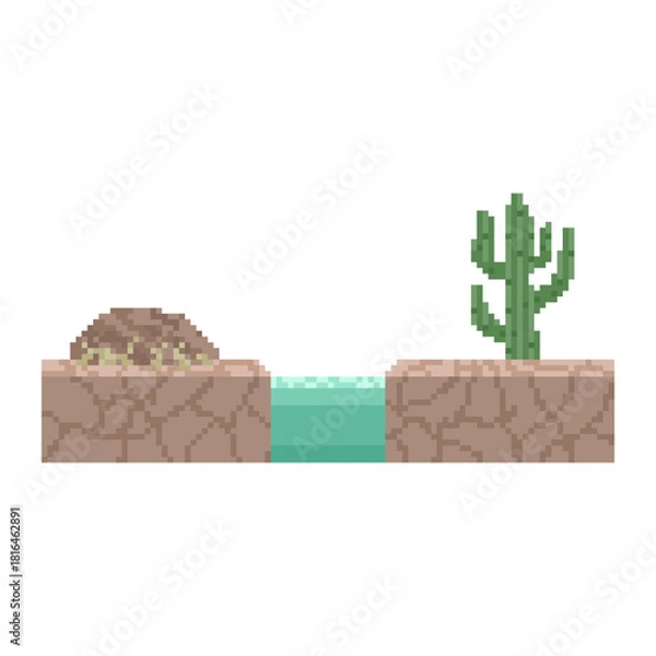Obraz desert terrain retro pixel art