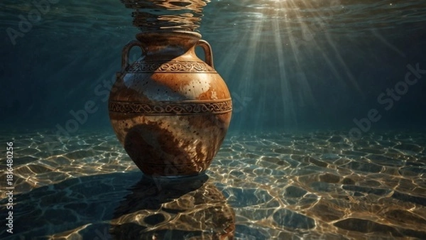 Fototapeta a vase floating in a body of water