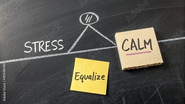 Fototapeta Minimal chalk drawing of seesaw representing balance in business