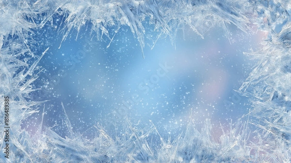 Fototapeta 雪の積もった枝に並んで止まる2羽のスズメ、身を寄せ合う冬の野生動物