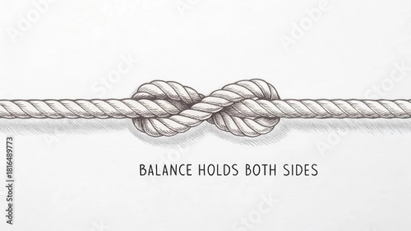 Fototapeta Minimal chalk sketch of rope tied into a complex knot