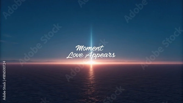 Fototapeta Minimal luminous horizon over water with bright light pulse